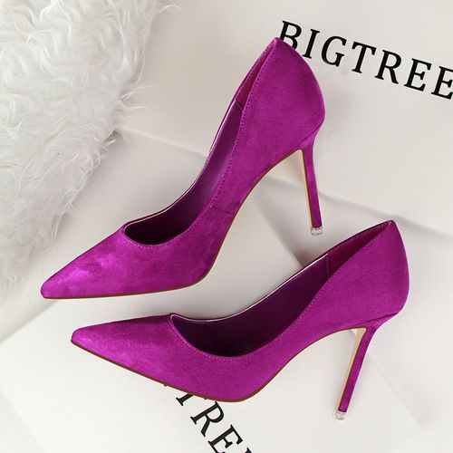 Ladies Pointed Dress Party High Heels Thin Sexy Shoes Purple