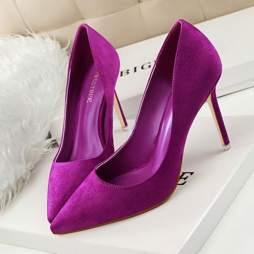 Ladies Pointed Dress Party High Heels Thin Sexy Shoes Purple