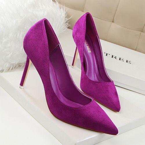 Ladies Pointed Dress Party High Heels Thin Sexy Shoes Purple