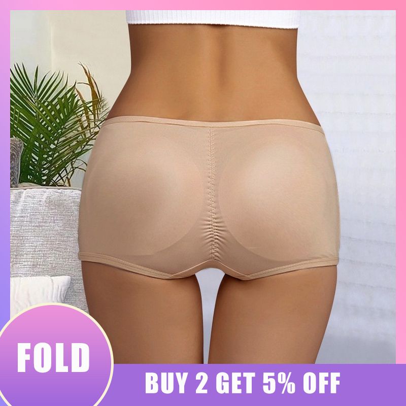 (apricot)Women Body Shaper Padded  Lifter Panty  Hip Enhancer Fake Hip Shapwear Briefs Push Up Panties Plus Size Booty Shorts DOU