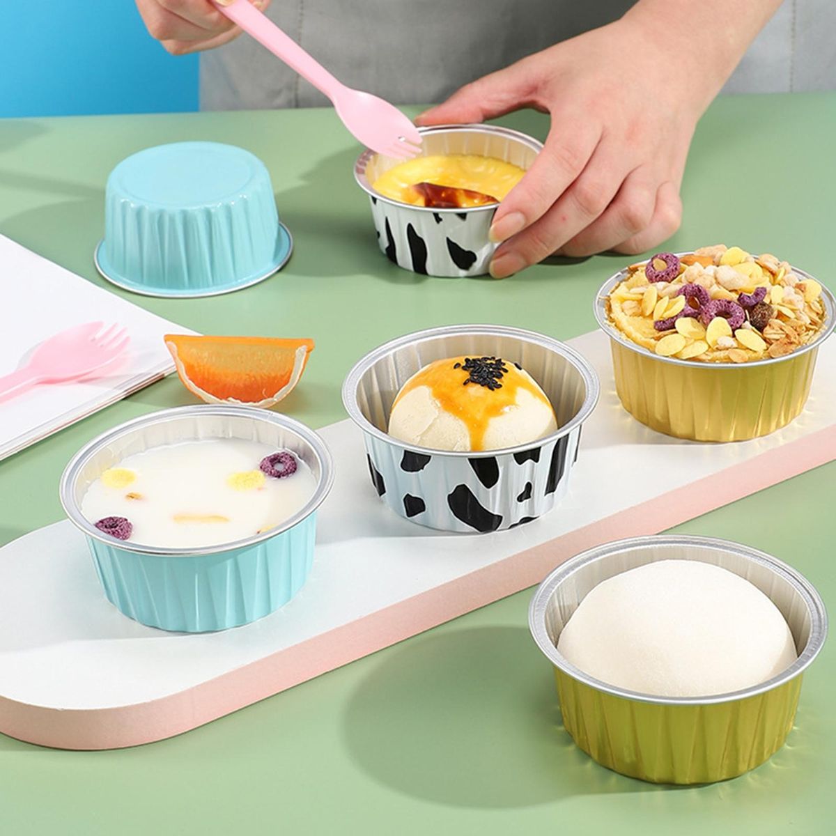 Parties Baking Cups Premium Aluminum Foil Cake Cups 60 Pcs for Wedding Mix Color