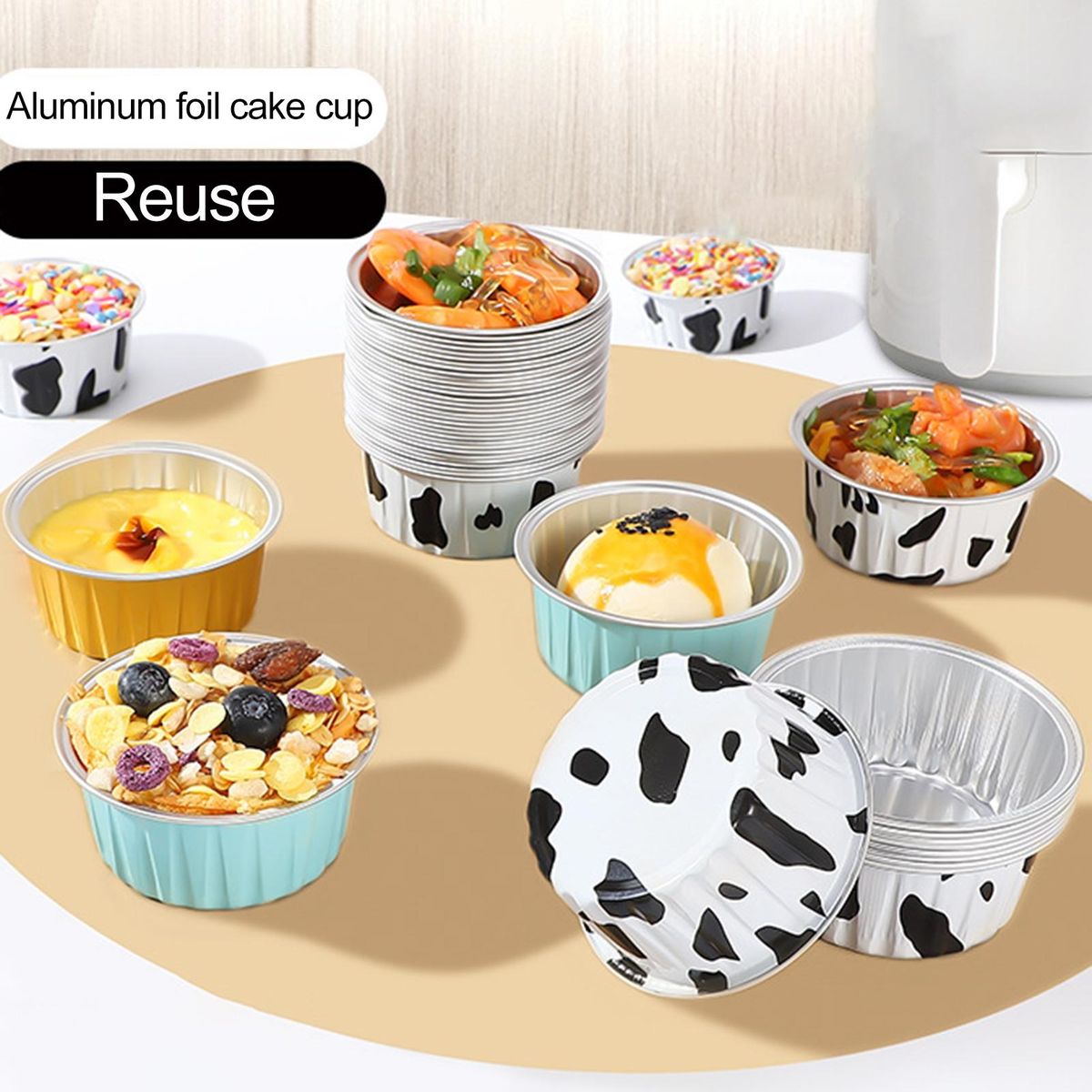 Parties Baking Cups Premium Aluminum Foil Cake Cups 60 Pcs for Wedding Mix Color