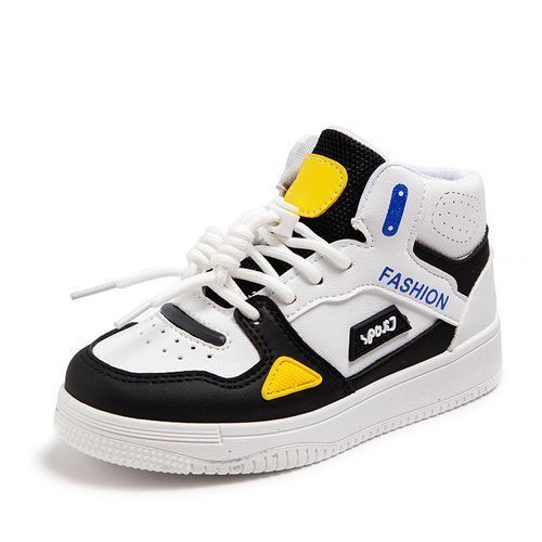 Children's Color-block Lace-up Sneakers Mid-top Flat Shoes