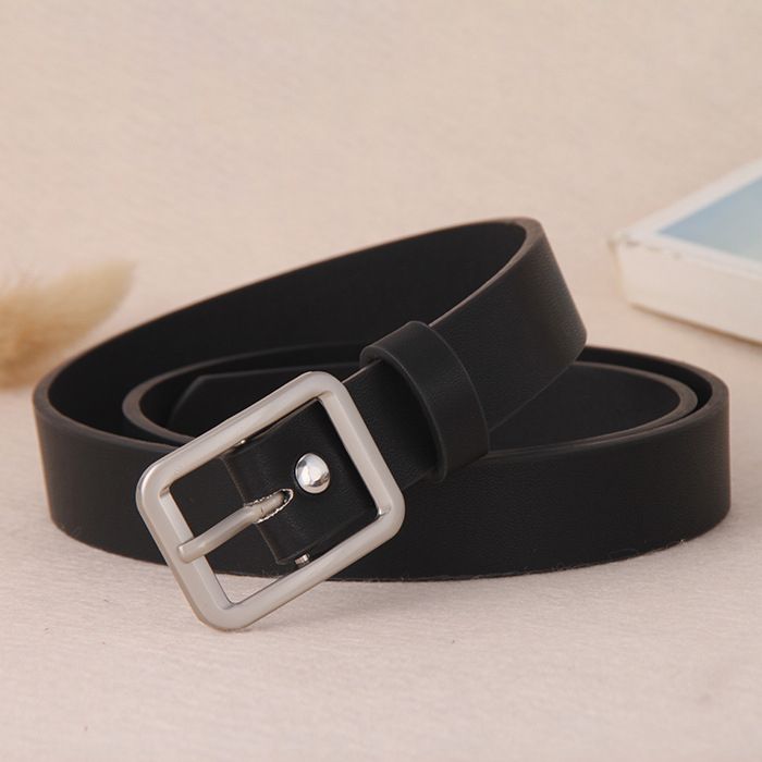 Women Simple Decorative Jeans Belt Ins Style Ladies Fashion Belts-Black