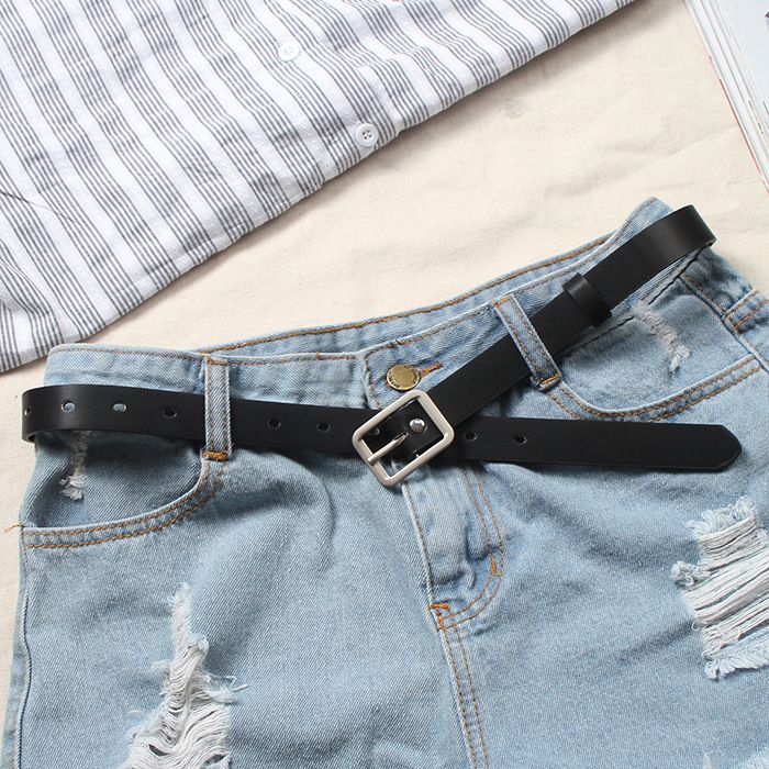 Women Simple Decorative Jeans Belt Ins Style Ladies Fashion Belts-Black