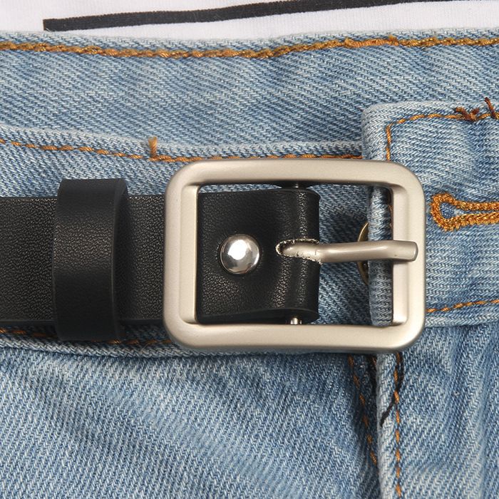 Women Simple Decorative Jeans Belt Ins Style Ladies Fashion Belts-Black