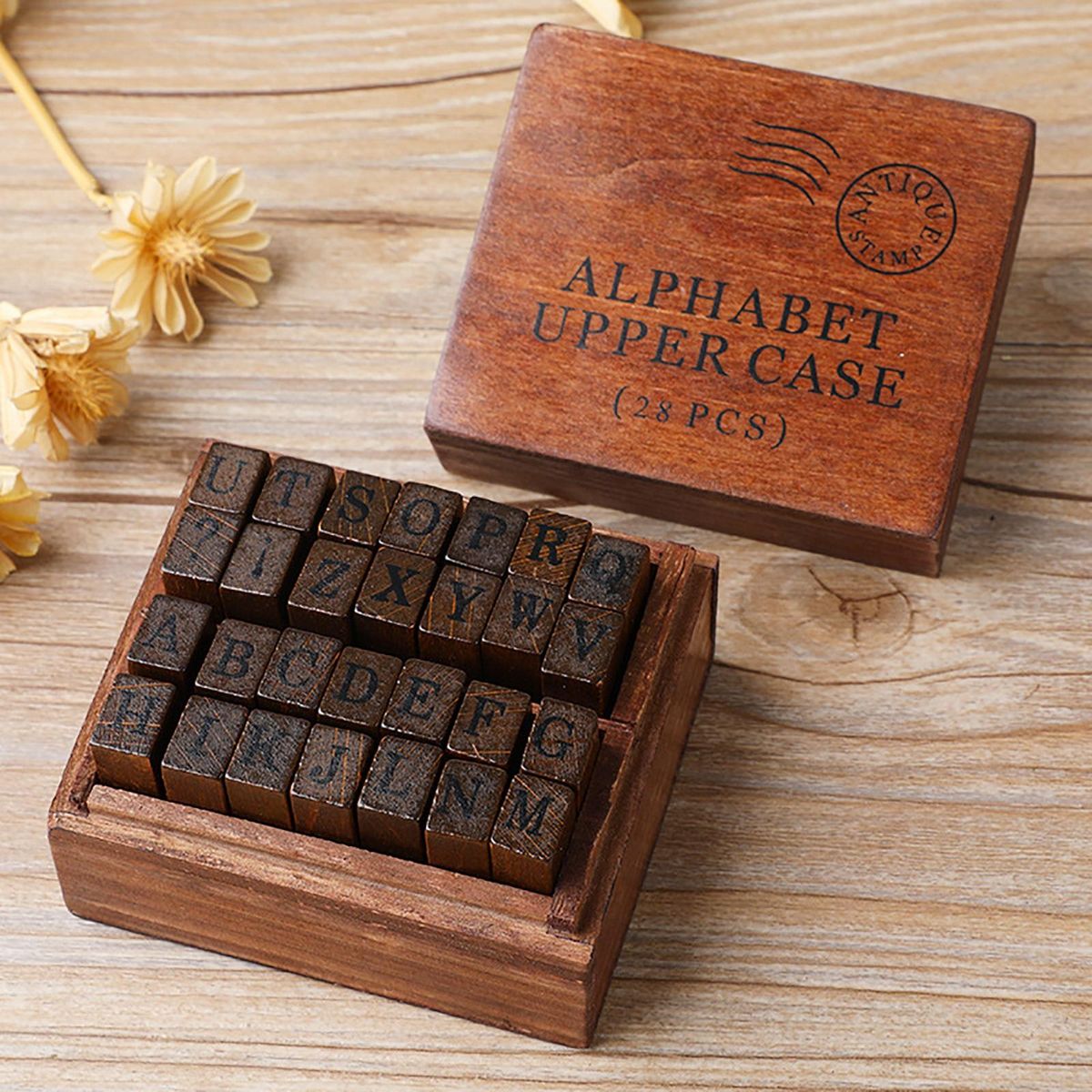 28 Pcs/Set DIY Wood Rubber Stamps   Card Making Scrapbook Uppercase