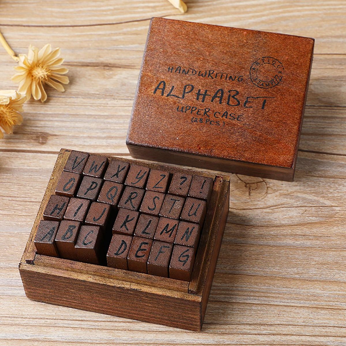 28 Pcs/Set DIY Wood Rubber Stamps   Card Making Scrapbook Uppercase
