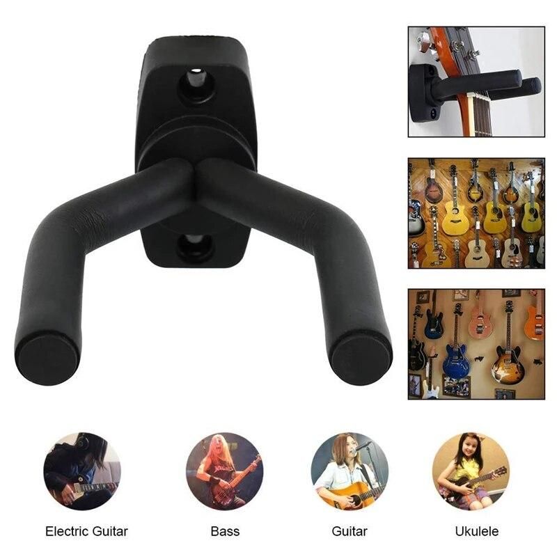 XSXS--Guitar Hanger Black Wall Mount Display Hook Holder Stands-Easy To Install-Fits All Size Guitars,Bass,Mandolin,Violin,Banjo