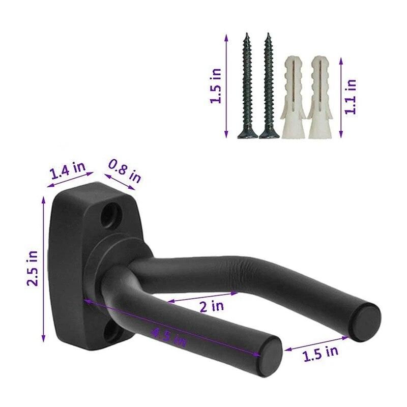 XSXS--Guitar Hanger Black Wall Mount Display Hook Holder Stands-Easy To Install-Fits All Size Guitars,Bass,Mandolin,Violin,Banjo