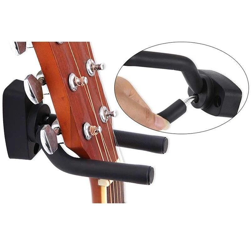 XSXS--Guitar Hanger Black Wall Mount Display Hook Holder Stands-Easy To Install-Fits All Size Guitars,Bass,Mandolin,Violin,Banjo