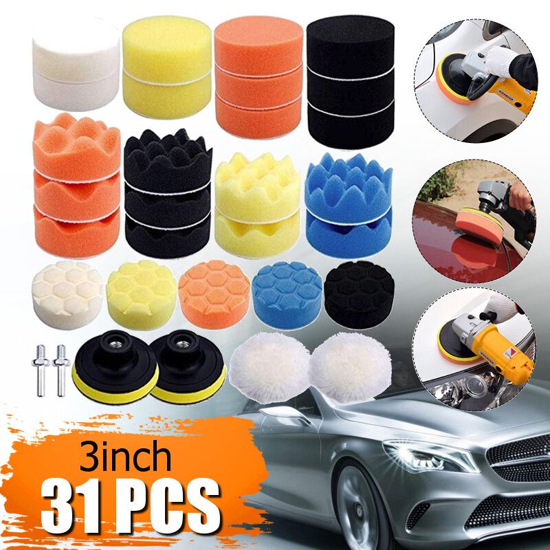 22 3inch Waxing Set Automotive Polishing Tools Car Disc Sponge Wheel Wool Pad Wavy Buffing Pads Kit Compound