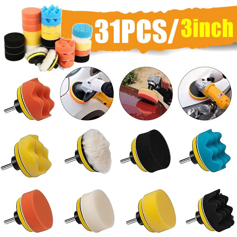 22 3inch Waxing Set Automotive Polishing Tools Car Disc Sponge Wheel Wool Pad Wavy Buffing Pads Kit Compound