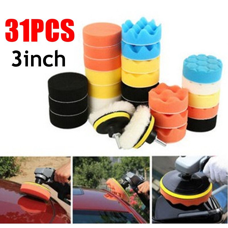 22 3inch Waxing Set Automotive Polishing Tools Car Disc Sponge Wheel Wool Pad Wavy Buffing Pads Kit Compound