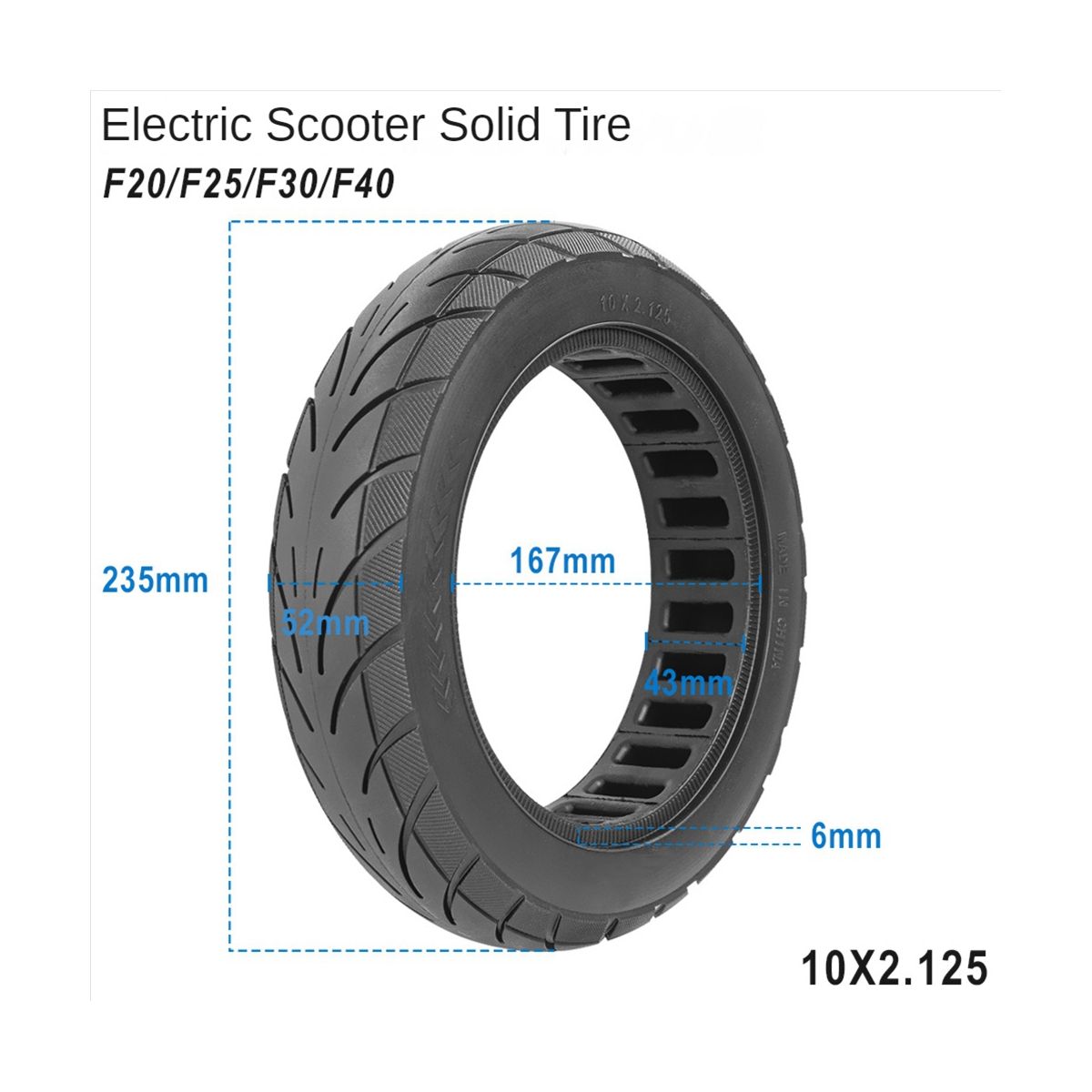 10X2.125 Electric Scooter Rubber Solid Tire for F