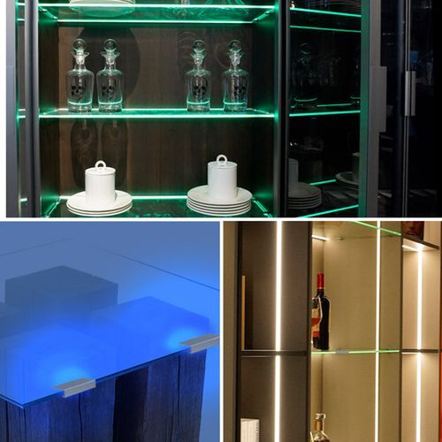 LED Clip On Glass Shelf Lighting Under Cabinet Night Lights