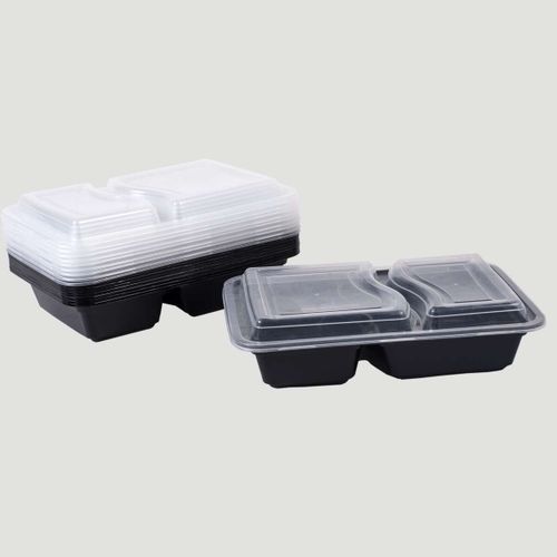 2-Compartment Black Take-away Containers  50pcs