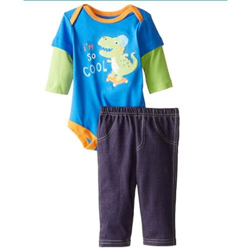 Boys I'm So Cool Knit Bodysuit And Denim Pant Set