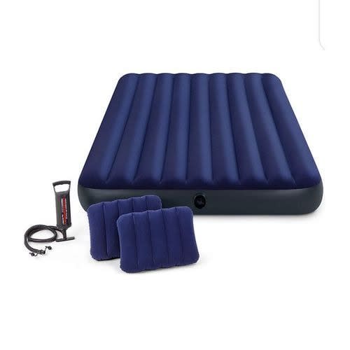 2-3 Inflatable Person Downy Airbed With Pump + Two Pillows - Blue