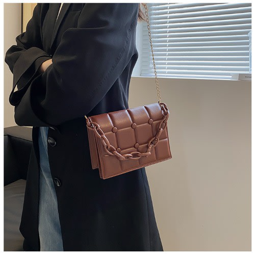 Leather Ladies Crossbody Hand Bag- Brown