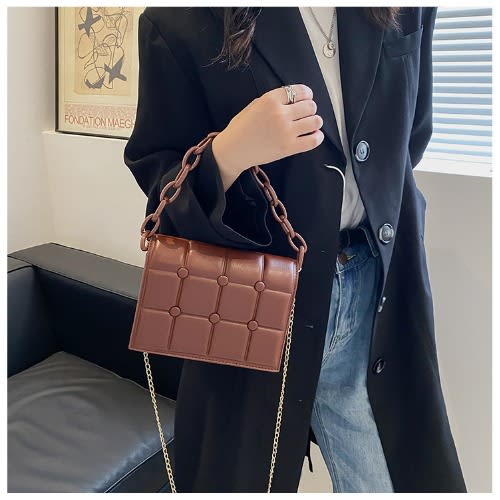 Leather Ladies Crossbody Hand Bag- Brown