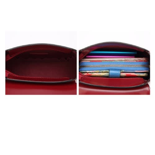 Unbranded Round Leather Handbag - Red