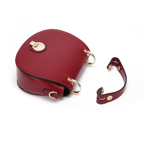 Unbranded Round Leather Handbag - Red