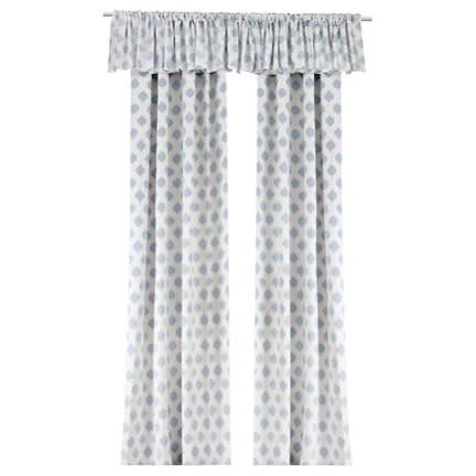 Ekspinnare Pair Of Curtains With Valance- Blue & White