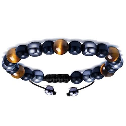 Tiger Eye Obsidian Bead Bracelet - Black