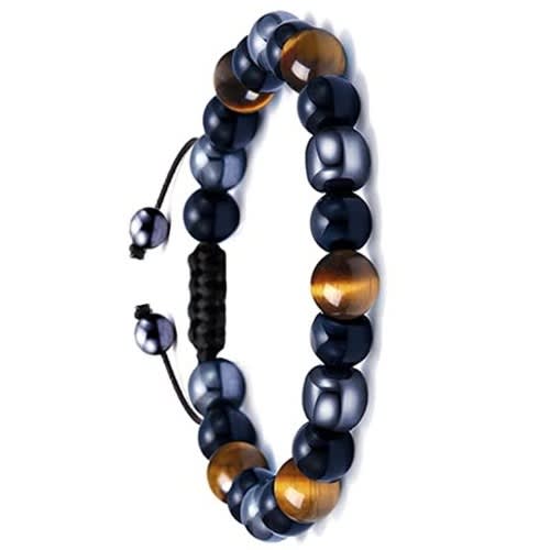 Tiger Eye Obsidian Bead Bracelet - Black