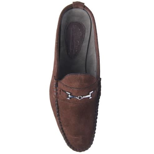 Suede Half Shoe With Chain Detail - Brown