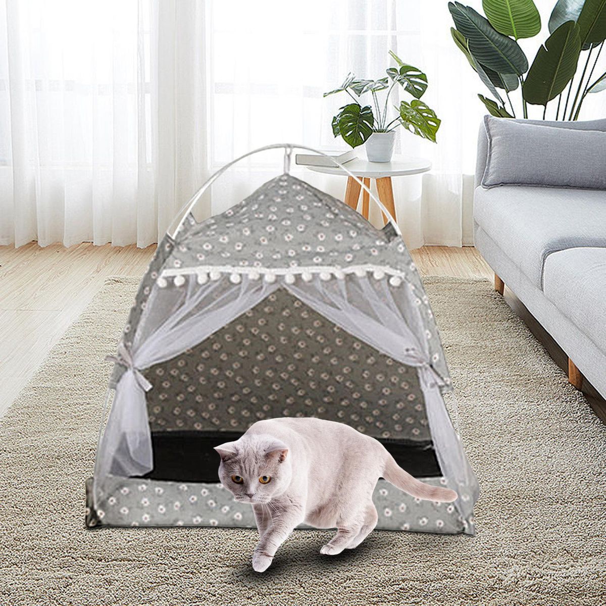 Small Medium Large Dog Cat Bed House Cave Kennel Pad Cushion XL Gray