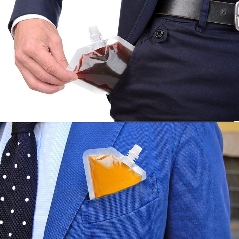 50Pcs Portable Transparent Plastic Spout Pouch Plastic Bottle Pouch for Liquid Drink Pouch Sealed Packaging Bag