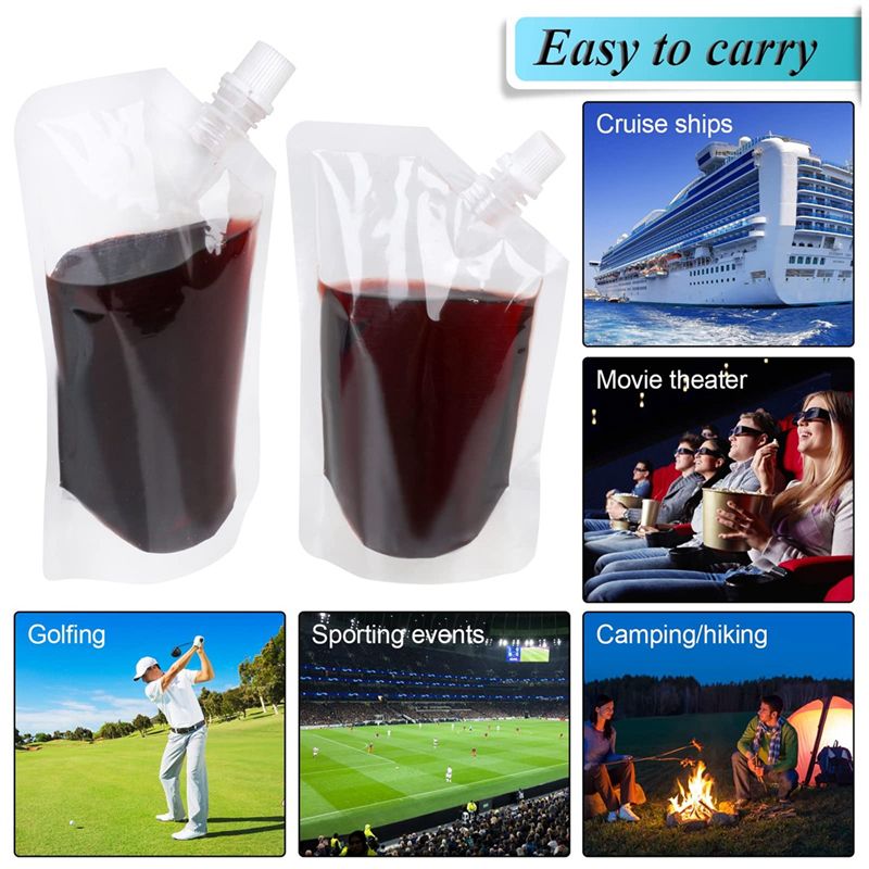 50Pcs Portable Transparent Plastic Spout Pouch Plastic Bottle Pouch for Liquid Drink Pouch Sealed Packaging Bag