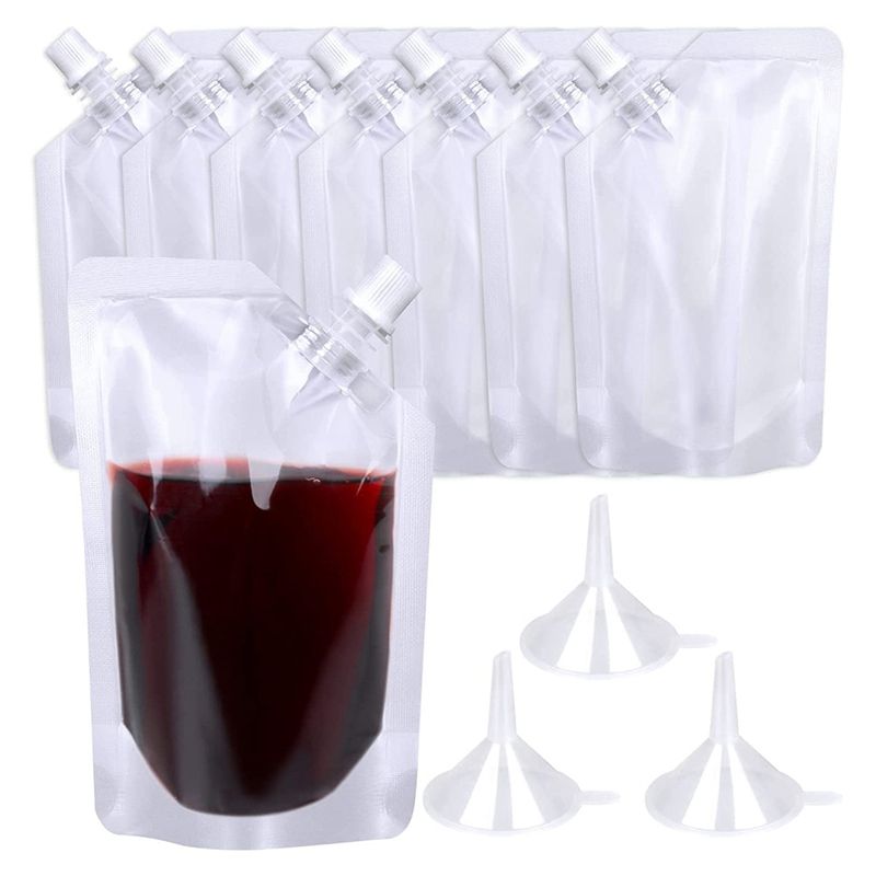 50Pcs Portable Transparent Plastic Spout Pouch Plastic Bottle Pouch for Liquid Drink Pouch Sealed Packaging Bag