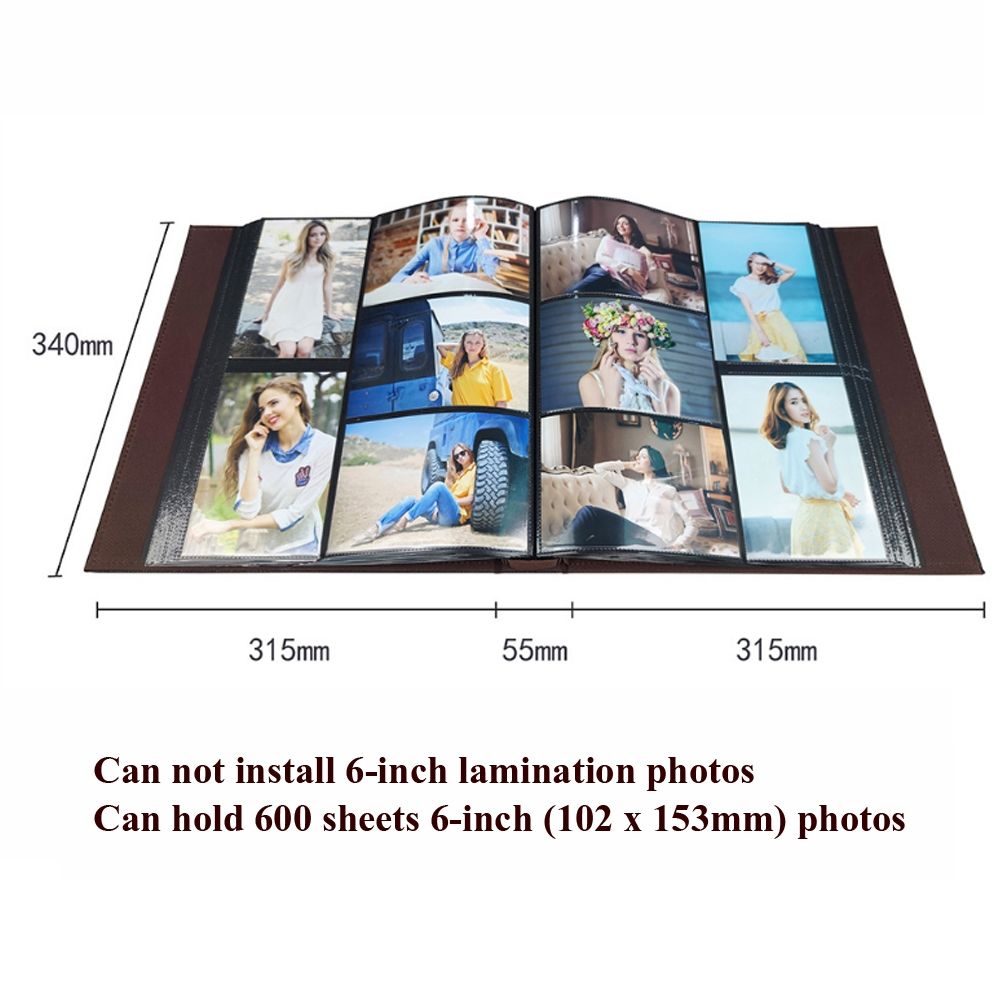 6 Inch 600 Sheets Leather Cover Photo Album