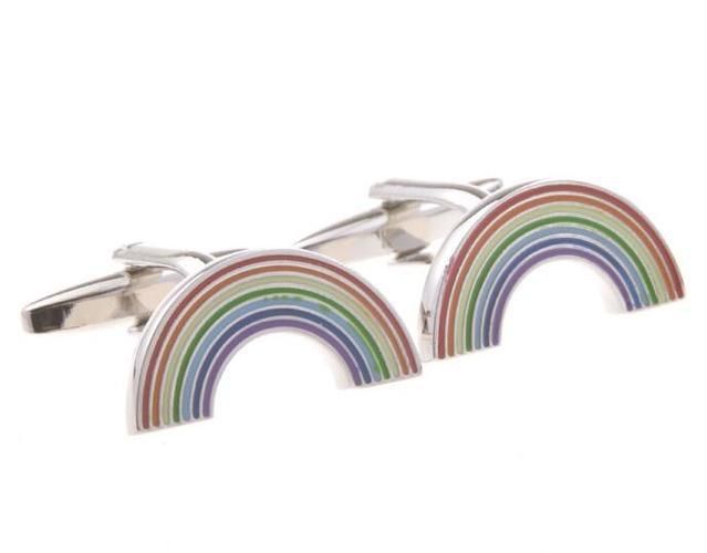 Arch Shape Enamel Rainbow Cufflinks Colorful Striped Cuff Links Men's Jewelry Accessory