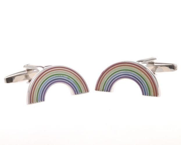 Arch Shape Enamel Rainbow Cufflinks Colorful Striped Cuff Links Men's Jewelry Accessory