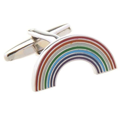 Arch Shape Enamel Rainbow Cufflinks Colorful Striped Cuff Links Men's Jewelry Accessory