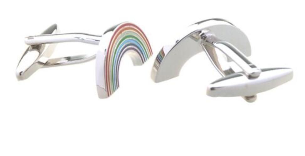 Arch Shape Enamel Rainbow Cufflinks Colorful Striped Cuff Links Men's Jewelry Accessory