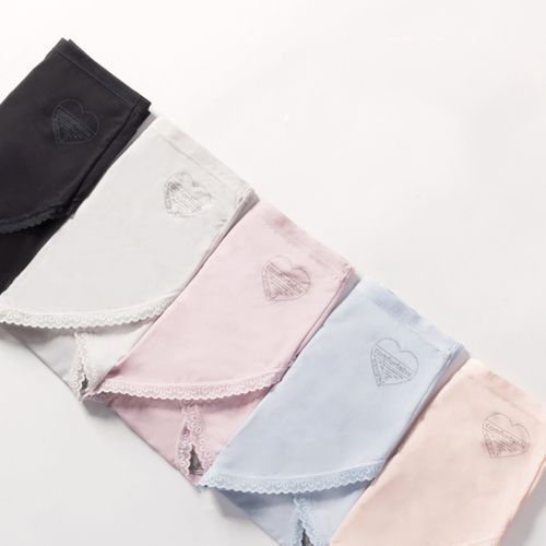 Woman Seamless Sexy Soft Breathable Mid Waist Lace Hem Modal Briefs-Light Gray