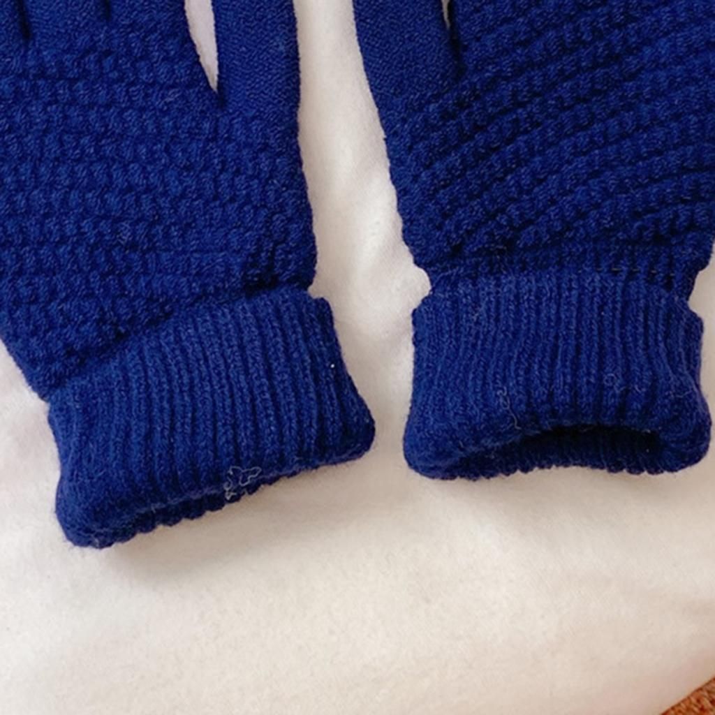 Student Winter Knit Glove Wool Windproof  Blue