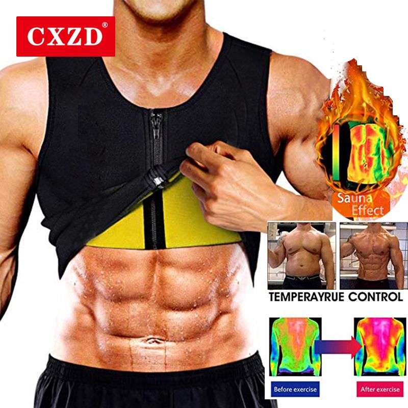 Men Neoprene Sauna Suit Hot Body Shaper Corset For Weight Loss With Zipper Waist Trainer Vest Tank