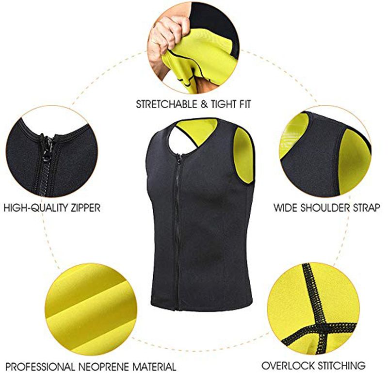 Men Neoprene Sauna Suit Hot Body Shaper Corset For Weight Loss With Zipper Waist Trainer Vest Tank