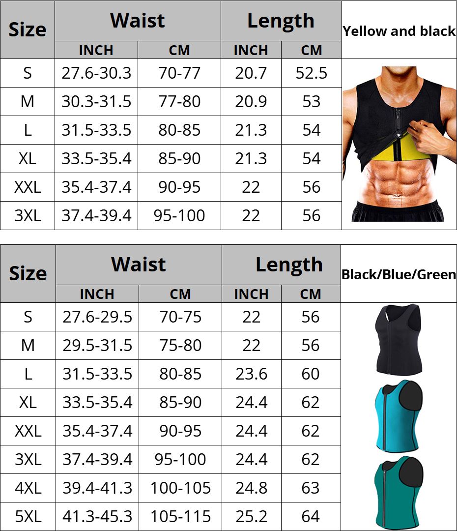 Men Neoprene Sauna Suit Hot Body Shaper Corset For Weight Loss With Zipper Waist Trainer Vest Tank