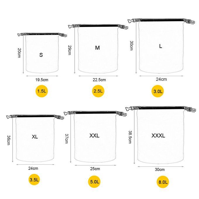 6 PCS Outdoor Waterproof Bag Dry Sack For Drifting Boating