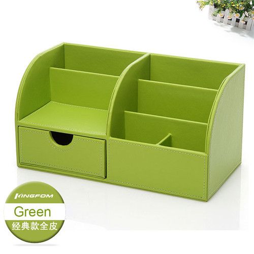 Leather Storage Box Case Pen Holder Stationery Container