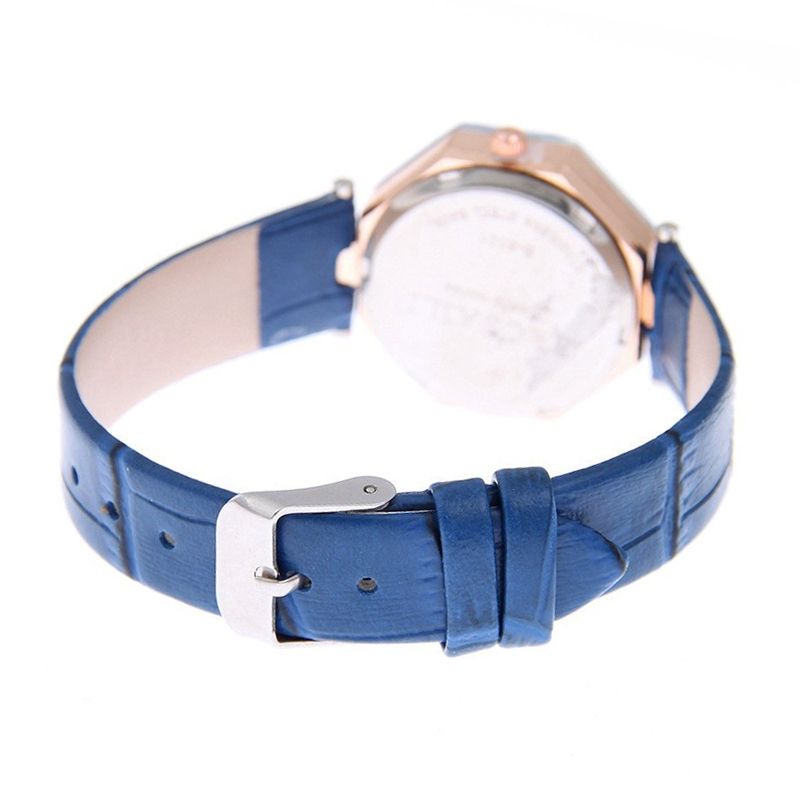 Gem Cut Geometry Crystal Leather Quartz Wristwatch Fashion Watch For Ladies(Black)