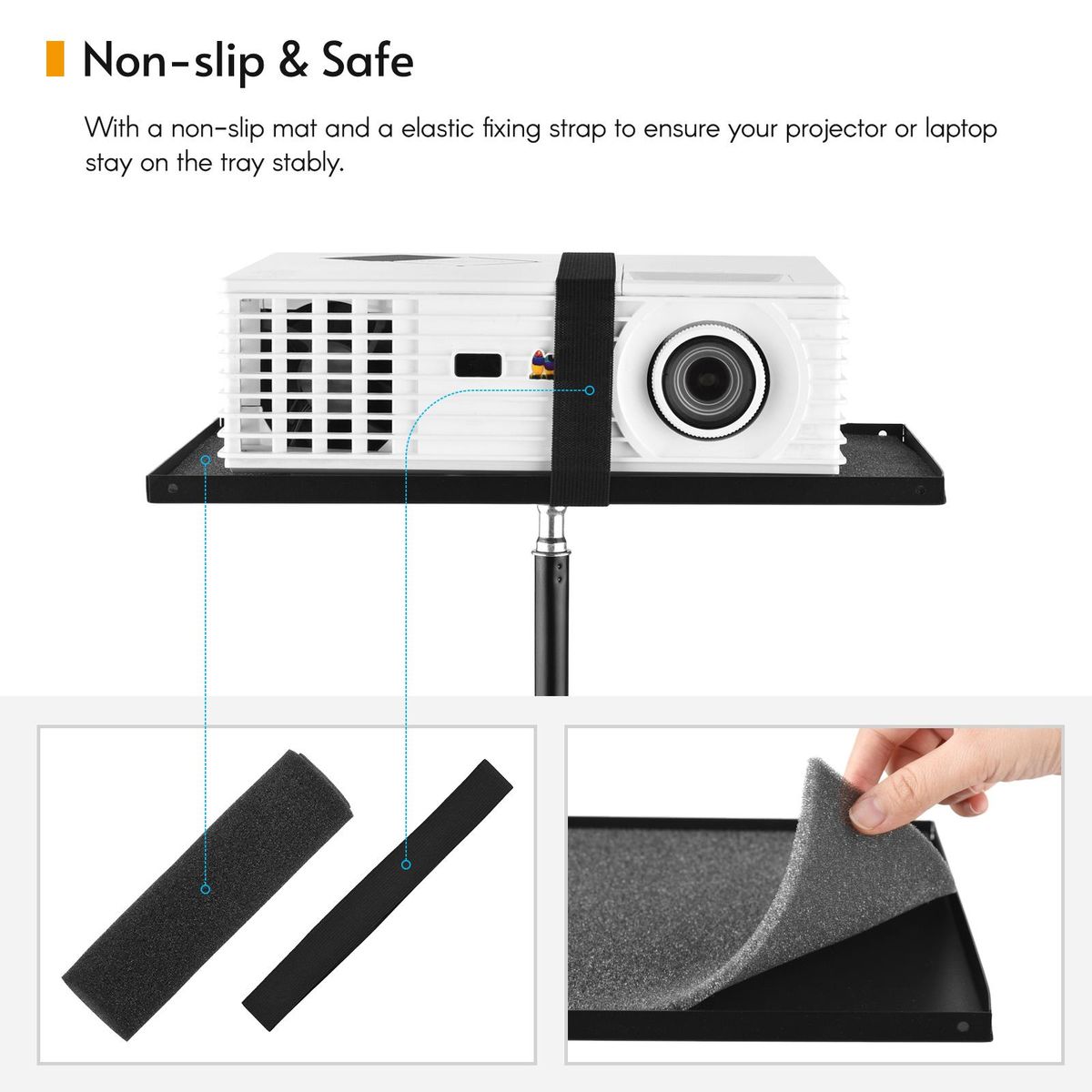 Universal Laptop Projector Tripod Stand & Holder Aluminum Alloy Computer Projector Floor Stand 41-135cm/ 16-53in Ajudtable Height for Stage Studio Outdoor Use