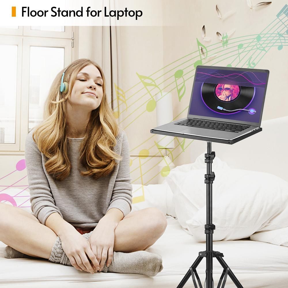 Universal Laptop Projector Tripod Stand & Holder Aluminum Alloy Computer Projector Floor Stand 41-135cm/ 16-53in Ajudtable Height for Stage Studio Outdoor Use